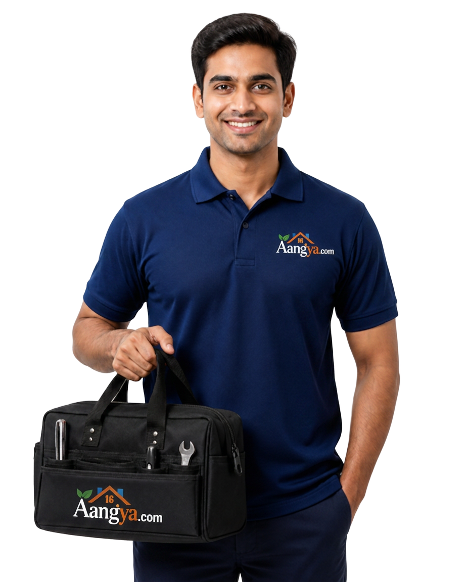Verified Aangya home service technician in navy uniform